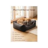 Plus Silinebilir Kedi Köpek Yatağı, Koltuk Kumaşı, Yıkanabilir, Gri, Large - 100 x 100 x 10 cm