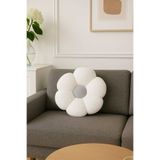 Plush Soft Papatya Dekoratif Peluş Ve Kırlent Yastık Minder Beyaz-Gri