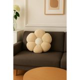 Plush Soft Papatya Dekoratif Peluş Ve Kırlent Yastık Minder Krem- Ekru