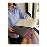 PLUSH STUDIO ISTANBUL Krem Rugan Laptop ve Evrak Çantası Fuşya Peluş Astarlı 36 × 26 cm