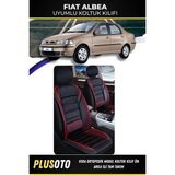 Plusoto Fiat Albea Uyumlu Vera Serisi Siyah Kırmızı Oto Koltuk Kılıfı 5Li Takım Set M-179
