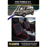 Plusoto Fiat Doblo (2+1) Ticari Uyumlu Vera Serisi Siyah Kırmızı Oto Koltuk Kılıfı 5Li Takım Set T-4