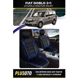 Plusoto Fiat Doblo (2+1) Ticari Uyumlu Vera Serisi Siyah Mavi Oto Koltuk Kılıfı 5Li Takım Set T-5