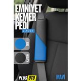 PlusOto Mavi Emniyet Kemer Pedi 2 Adet Cırtlı Emniyet Kemer Kılıfı Omuz ve Boyun Koruyucu