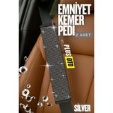 PlusOto Paris Seri Gümüş Full Taşlı Tüm Araçlara Uyumlu Daimond Taşlı 2Adet Kemer Pedi Oto Aksesuar