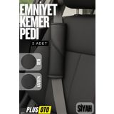 PlusOto Siyah Emniyet Kemer Pedi 2 Adet Cırtlı Emniyet Kemer Kılıfı Omuz ve Boyun Koruyucu