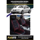 Plusoto Volkswagen Bora Uyumlu Vera Serisi Siyah Kırmızı Oto Koltuk Kılıfı 5Li Takım Set M-1055