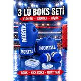PLUSSPORT Mortal 3'lü Boks Seti Boks Eldiveni Boks Bandajı Dişlik Kick Boks Eldiveni Çocuk Ve Yetişkin Boylar