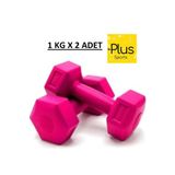 PLUSSPORT Pembe Dambıl 1 KG X 2 Adet Dumbbell Dambıl Seti Egzersiz Seti