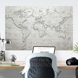 Plustablo Dünya Haritası Eğitici Öğretici Duvar Sticker, Ofis Dünya Haritası, Gri Renkli Dünya Haritası (70x105 Cm.)