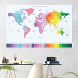 Plustablo Dünya Haritası ve Dünya Saatleri Renkli Oteller İçin Duvar Stickerı (70x105 Cm.)