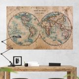 Plustablo Dünya Yarımküresi Vintage Dekoratif Dünya Haritası Duvar Stickerı (100x150 Cm.)