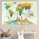 Plustablo Eğitici Öğretici Dünya Haritası Duvar Sticker, Fiziki, Kreş için (100x150 Cm.)