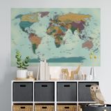 Plustablo Güncel Siyasi Dünya Haritası Duvar Stickerı (100x150 Cm.) Krem