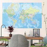 Plustablo Kendinden Yapışkanlı Eğitim Amaçlı Siyasi Dünya Haritası Duvar Stickerı (100X150 Cm.) - 41 Delft Blue