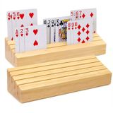 plusvivo Oyun Kartları için Kart Tutucuları 2'li Set, Çam Masif Ahşap Oyun Kartı Tutucuları Yetişkinler Yaşlılar Çocuklar için 22 X 8 X 2,25 inç, Uno/ Canasta/ Köprü/ El ve Ayak Kartı Tutacağı