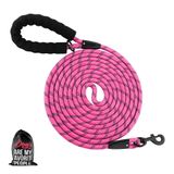Plutus Pet Uzun İp Köpek Kurşun, Rahat Dolgulu Saplı, Yansıtıcı Naylon Ağır Hizmet Halat Kurşun, 4,5 m 6 m 9 m 15 m 20 m Küçük Orta Büyük Köpekler için Köpek Eğitim Kurşun (15 m, Pembe)