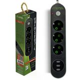 Pm-17021 3 Usb Çıkışlı 3'Lü 2 Metre Kablolu Akım Korumalı Priz 10A-2500 Watt