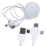 PM-27143 1 Metre Makaralı 3in1 Şarj Kablosu | Lightning + Type-C + Micro USB | Hızlı Şarj & Veri Aktarım | Taşınabilir Çoklu Kablo