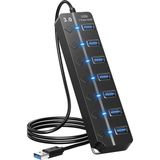 Pmr 7 Port USB 3.0 Hub Çoklayıcı Çoğaltıcı Switch Splitter 1 Metre Kablo - Siyah