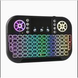 Pmr Bluetooth 2.4g Kablosuz Mini Klavye Air Mouse Rgb Aydınlatmalı Touchpad Android Tv Box Smart Tv