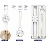 Pmr Duostyle 2'si 1 Arada Beyaz Analog Kol Saati ve Çanta Saati Silikon Kordonlu Unisex