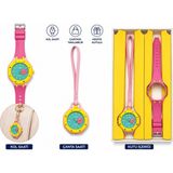 Pmr Duostyle 2'si 1 Arada Pembe Analog Kol Saati ve Çanta Saati Silikon Kordonlu Unisex