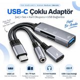 Pmr Type-C 5 In 1 Çoklayıcı Hub – USB 3.0, Sd/tf Kart Okuyucu, 3.5 mm Kulaklık ve Şarj Girişi
