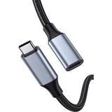 Pmr Type-C Erkek Dişi Uzatma Kablosu Ip Örgülü Veri Ses Şarj Destekli 50CM-1M-2M-3M - Siyah - 2 metre