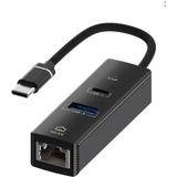 Pmr Usb-C Ethernet Çevirici | Usb 3.0 + Type-C Dişi | 100 Mbps Lan - Siyah