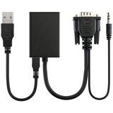 Pmr VGA To HDMI Çevirici Kablo Ses Çıkışlı VGA Dişi HDMI Erkek - Siyah