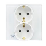PNI WP222W tek x2 dahili priz Beyaz Cam Çerçeve