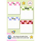 pnkycrco 4 Adet Set 10x10 Kareli Sayısal Öğrencilerine Özel Ders İsimleri | Not Kağıdı Bloknot Not Defteri Sınava Hazırlık Memopad 50 sayfa
