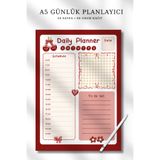 pnkycrco A5 Günlük Planlayıcı Kiraz Desenli | Bloknot Notepad To do List Not Kağıdı | 50 Sayfa
