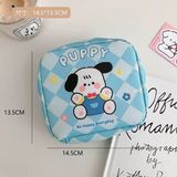 Pochacco Sevimli Köpek Desenli Hijyenik Ped Çantası | Organizeri | Makyaj & Kozmetik Saklama Çantası | Fermuarlı Mini Düzenleyici - 07 Mavi