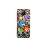 Poco F2 Pro ile Uyumlu Grafiti Mini Tasarımlı Şeffaf Silikon Kılıf