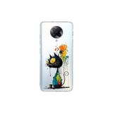 Poco F2 Pro ile Uyumlu Splash Kedi Tasarımlı Şeffaf Silikon Kılıf