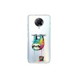 Poco F2 Pro ile Uyumlu Splash Tembel Hayvan Tasarımlı Şeffaf Silikon Kılıf