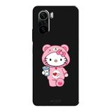Poco F3 İle Uyumlu Siyah Kitty Sip Desenli Silikon Kılıf