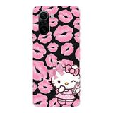 Poco F3 İle Uyumlu Siyah Pink Kiss Kitty Desenli Silikon Kılıf