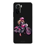 Poco F3 İle Uyumlu Siyah Pink Rider Desenli Silikon Kılıf