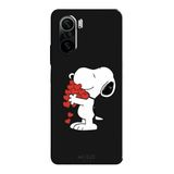 Poco F3 İle Uyumlu Siyah Snoopy Love Desenli Silikon Kılıf