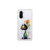 Poco F3 ile Uyumlu Splash Kedi Tasarımlı Slimfit Şeffaf Silikon Kılıf