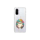 Poco F3 ile Uyumlu Splash Kirpi Tasarımlı Slimfit Şeffaf Silikon Kılıf