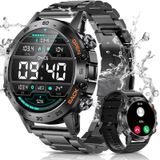 PODOEIL Erkekler için askeri akıllı saatler (cevap/arama yap), Android iOS için taktik Smartwatch, 400mAh pil/spor takip/sağlık/uyku izleme