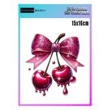 podyum baskı Ütü Ile Yapışan Tekstil Dtf Baskı tişört ışıltılı kiraz desen
