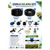 POELSAN Damla Sulama Seti Contalı Vana Sistemli 32x10 ATÜ Kangal Boru 10 Metre 16 mm 100 Metre Damlama Borusu