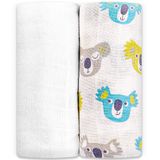 Poema & Rosa 2'li Müslin Örtü |%100 Pamuk | Organik | 110 cm x 110 cm | Süper Yumuşak (Koala)