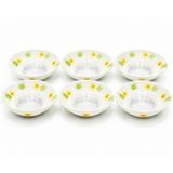 Poeme Anis Çok Amaçlı Kase, Sarı Çiçek Desenli, Temperli Cam, 16 cm, 6'lı Set