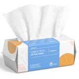 PoeticEHome Temiz Yüz Havlusu 100ct - Ultra Yumuşak Tek Kullanımlık Pamuklu Doku Kuru Mendil - Tüy Bırakmayan Yüz Temizleme Bezleri
